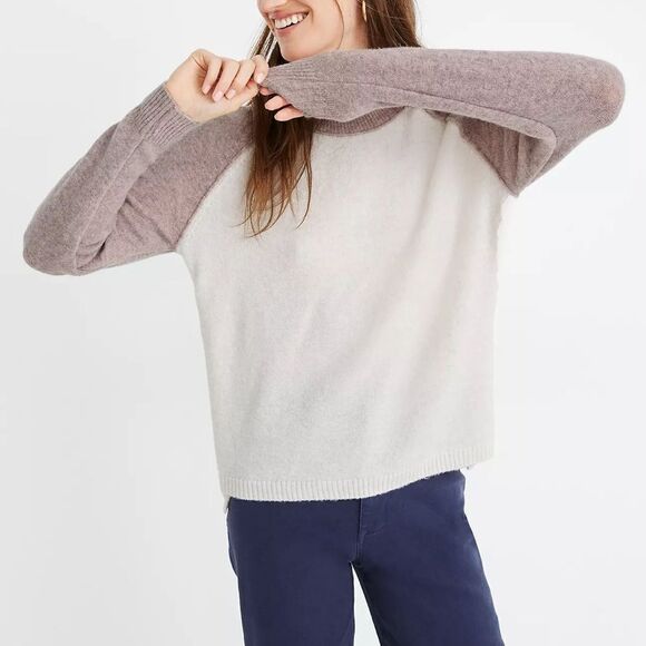 MADEWELL Colorblock Allister Pullover Sweater in Coziest Yarn L - Picture 1 of 10
